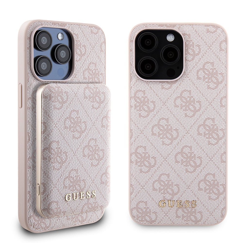 Etui MagSafe dla Apple iPhone 15 Pro Max, Guess, Powerbank 4G Metal Logo, Różowy