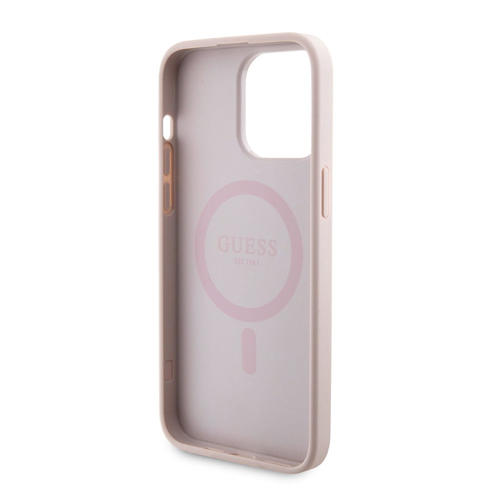 Etui MagSafe dla Apple iPhone 15 Pro Max, Guess, Powerbank 4G Metal Logo, Różowy