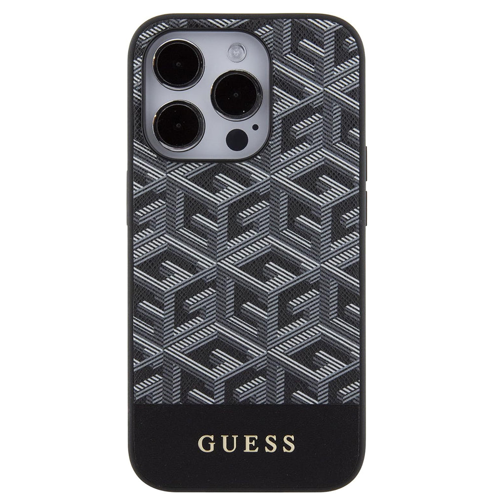 MagSafe Case for Apple iPhone 15 Pro Max, Guess, PU G Cube, Black