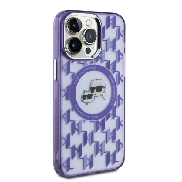 Etui MagSafe dla Apple iPhone 15 Pro Max, Karl Lagerfeld, IML Monogram Karl & Choupette's Heads, Fioletowy