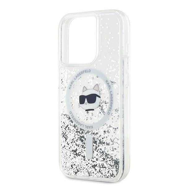 Etui MagSafe dla Apple iPhone 15 Pro Max, Karl Lagerfeld, Liquid Glitter Choupette Head, Przezroczyste