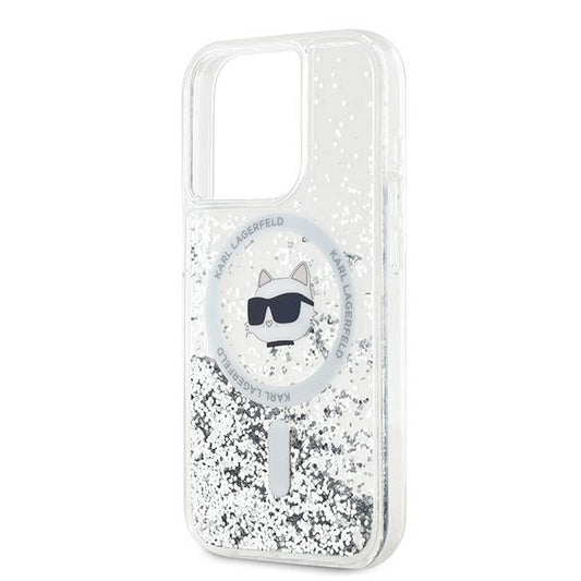 Etui MagSafe dla Apple iPhone 15 Pro Max, Karl Lagerfeld, Liquid Glitter Choupette Head, Przezroczyste