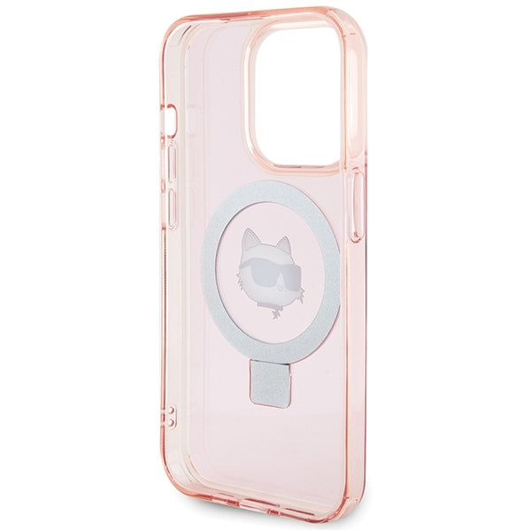 Etui MagSafe dla Apple iPhone 15 Pro Max, Karl Lagerfeld, Ring Stand Choupette's Head, Różowy