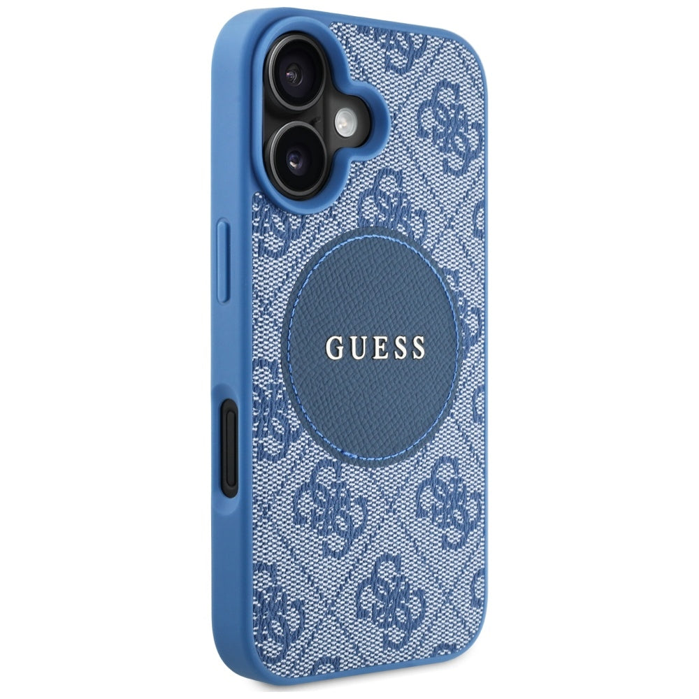 Etui MagSafe dla Apple iPhone 16, Guess, 4G Circle Classic Logo, Niebieskie