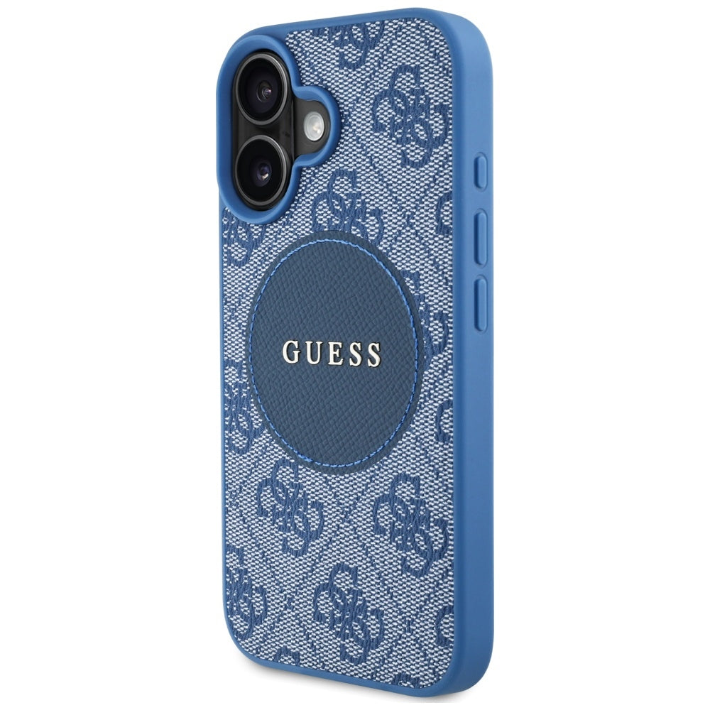 Etui MagSafe dla Apple iPhone 16, Guess, 4G Circle Classic Logo, Niebieskie