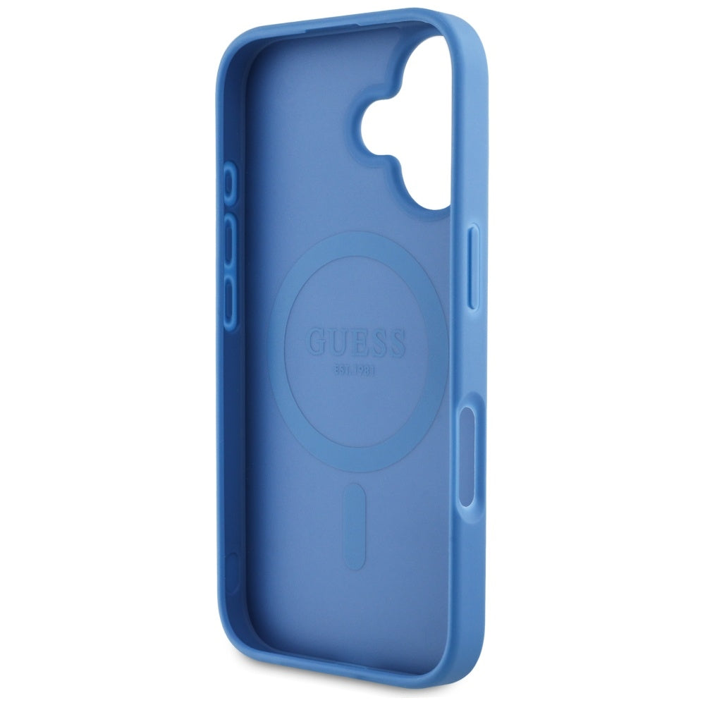 Etui MagSafe dla Apple iPhone 16, Guess, 4G Circle Classic Logo, Niebieskie