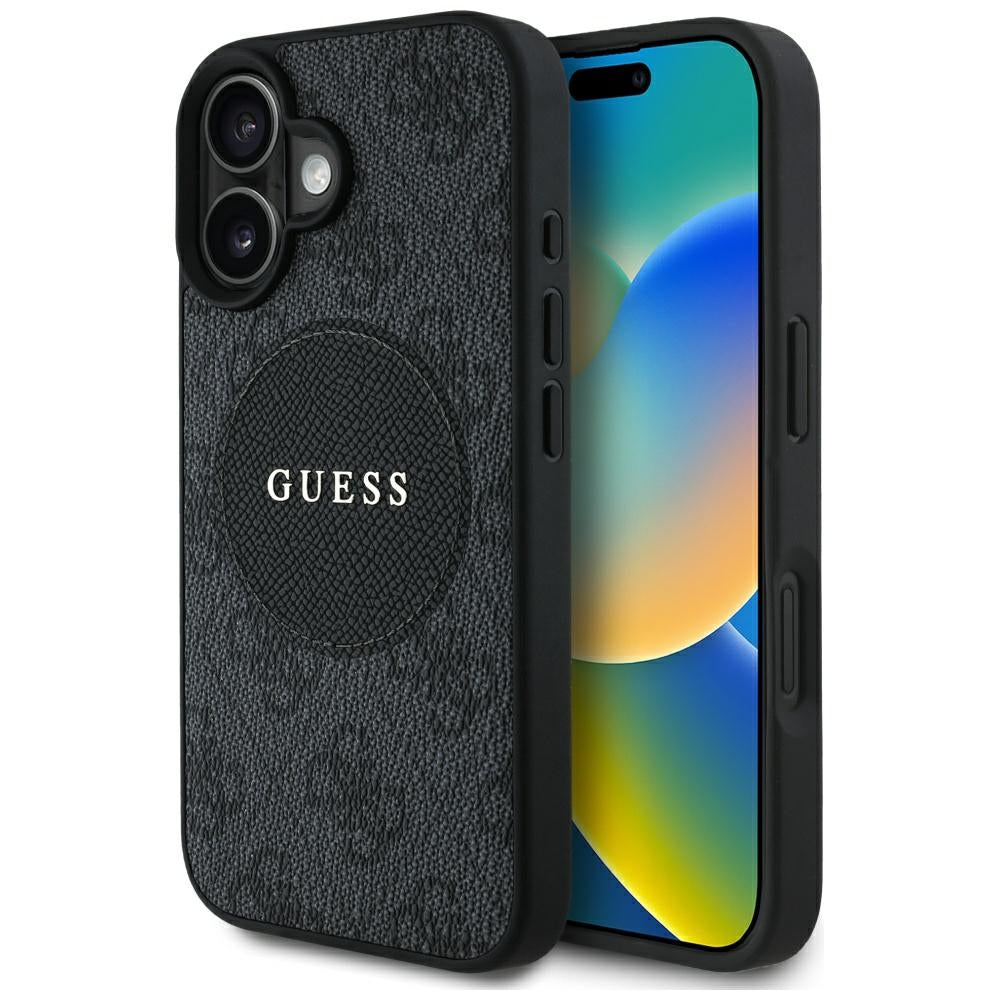 Etui MagSafe dla Apple iPhone 16, Guess, 4G Circle Classic Logo, Czarne