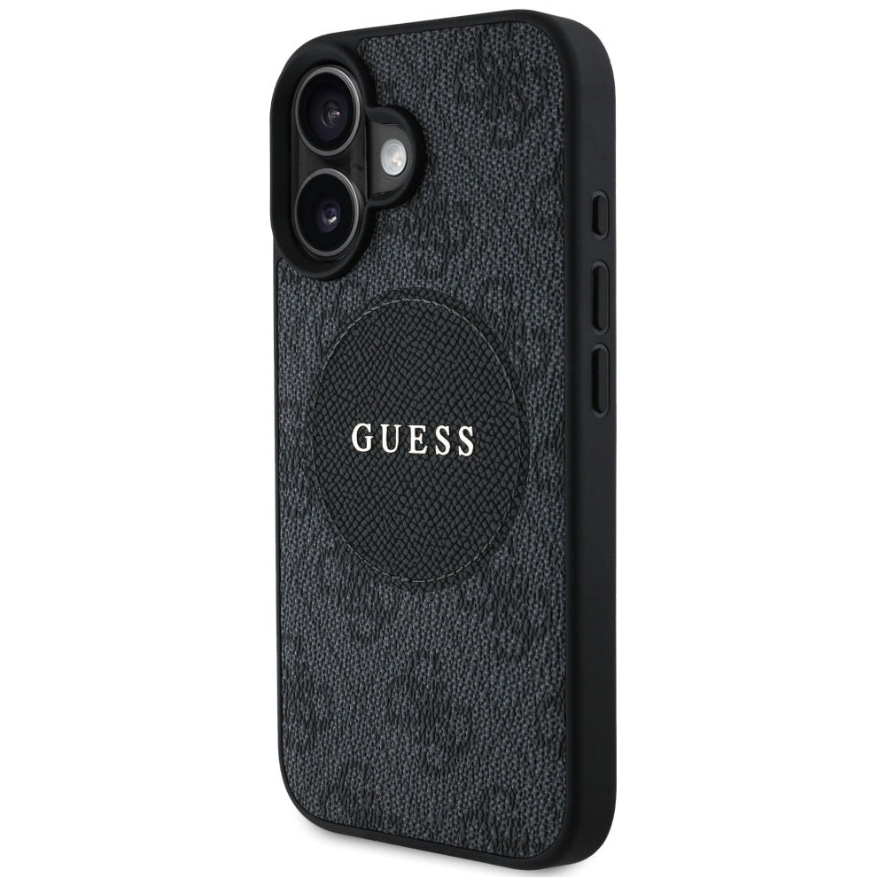 Etui MagSafe dla Apple iPhone 16, Guess, 4G Circle Classic Logo, Czarne