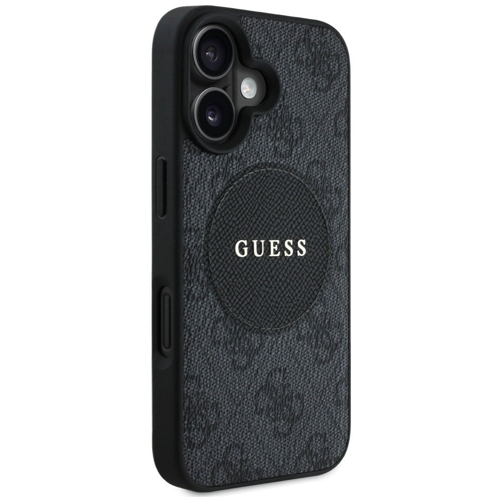 Etui MagSafe dla Apple iPhone 16, Guess, 4G Circle Classic Logo, Czarne