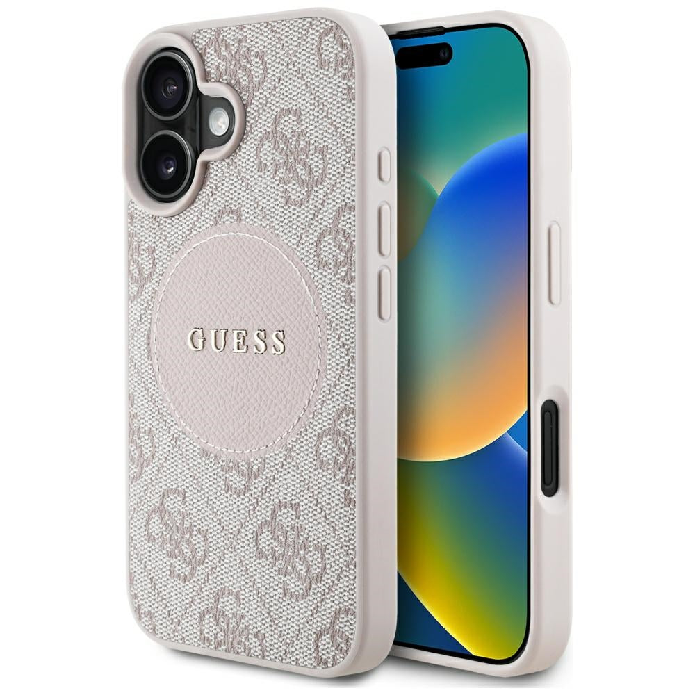 Etui MagSafe dla Apple iPhone 16, Guess, 4G Circle Classic Logo, Różowy