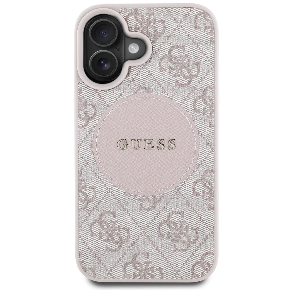 Etui MagSafe dla Apple iPhone 16, Guess, 4G Circle Classic Logo, Różowy