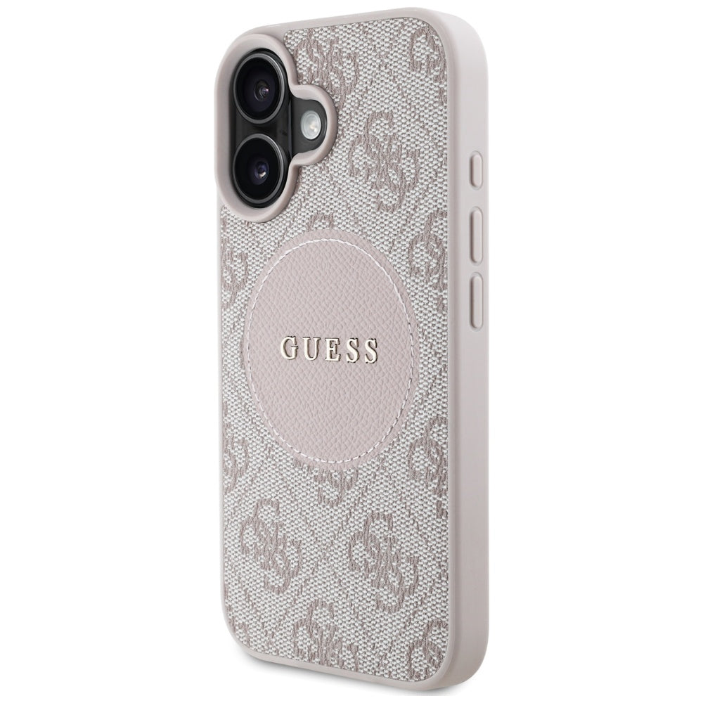 Etui MagSafe dla Apple iPhone 16, Guess, 4G Circle Classic Logo, Różowy
