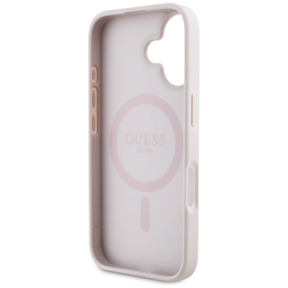 Etui MagSafe dla Apple iPhone 16, Guess, 4G Circle Classic Logo, Różowy