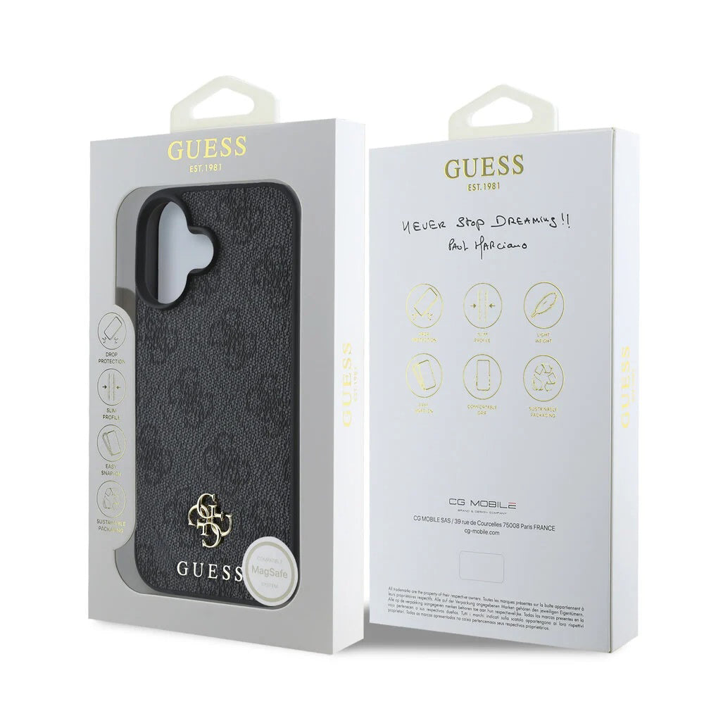 Etui MagSafe dla Apple iPhone 16, Guess, 4G Classic, Czarne