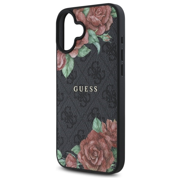 Etui MagSafe dla Apple iPhone 16, Guess, 4G Flowers Print, Czarne