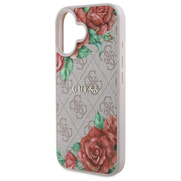 Etui MagSafe dla Apple iPhone 16, Guess, 4G Flowers Print, Różowy