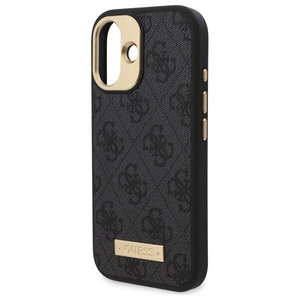 Etui MagSafe dla Apple iPhone 16, Guess, 4G Logo Plate, Czarne
