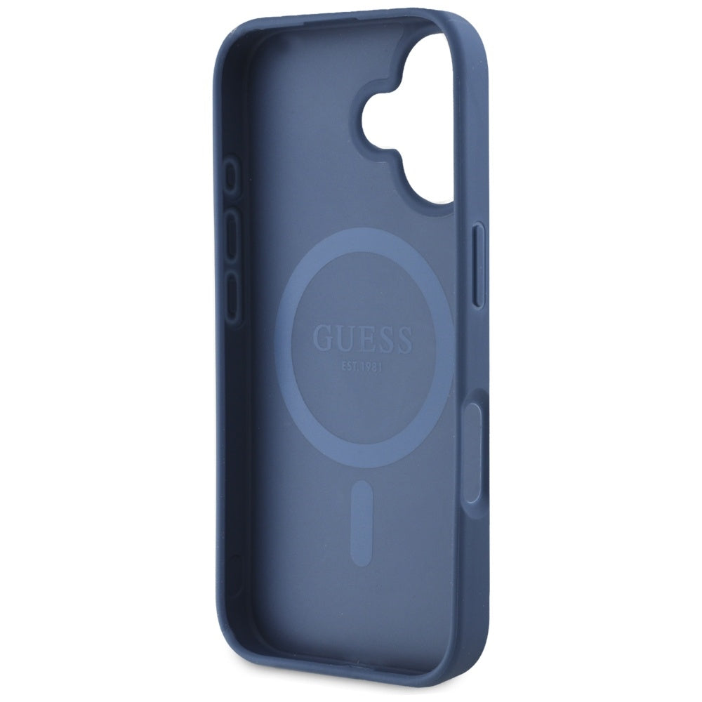 Etui MagSafe dla Apple iPhone 16, Guess, Grained Flowers, Niebieskie