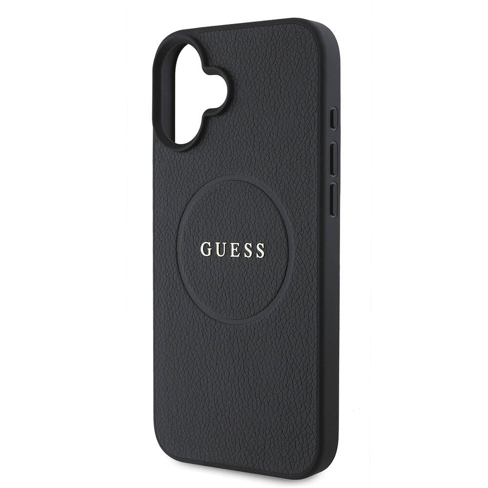 Etui MagSafe dla Apple iPhone 16, Guess, Grained Gold Ring, Czarne