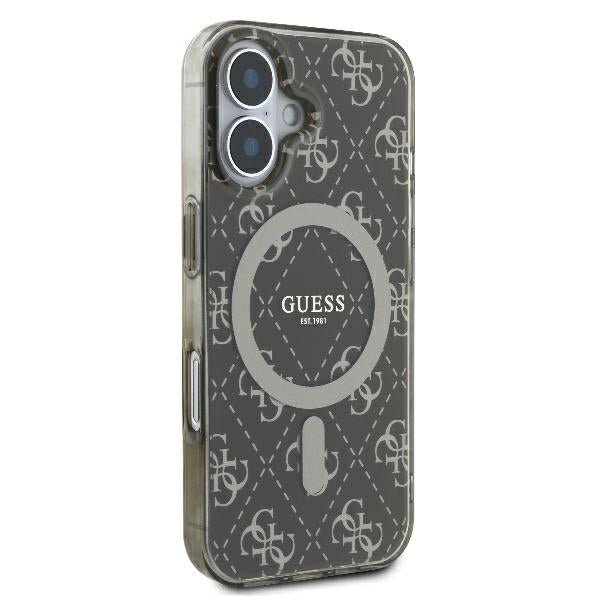 Etui MagSafe dla Apple iPhone 16, Guess, IML 4G Background, Brązowy
