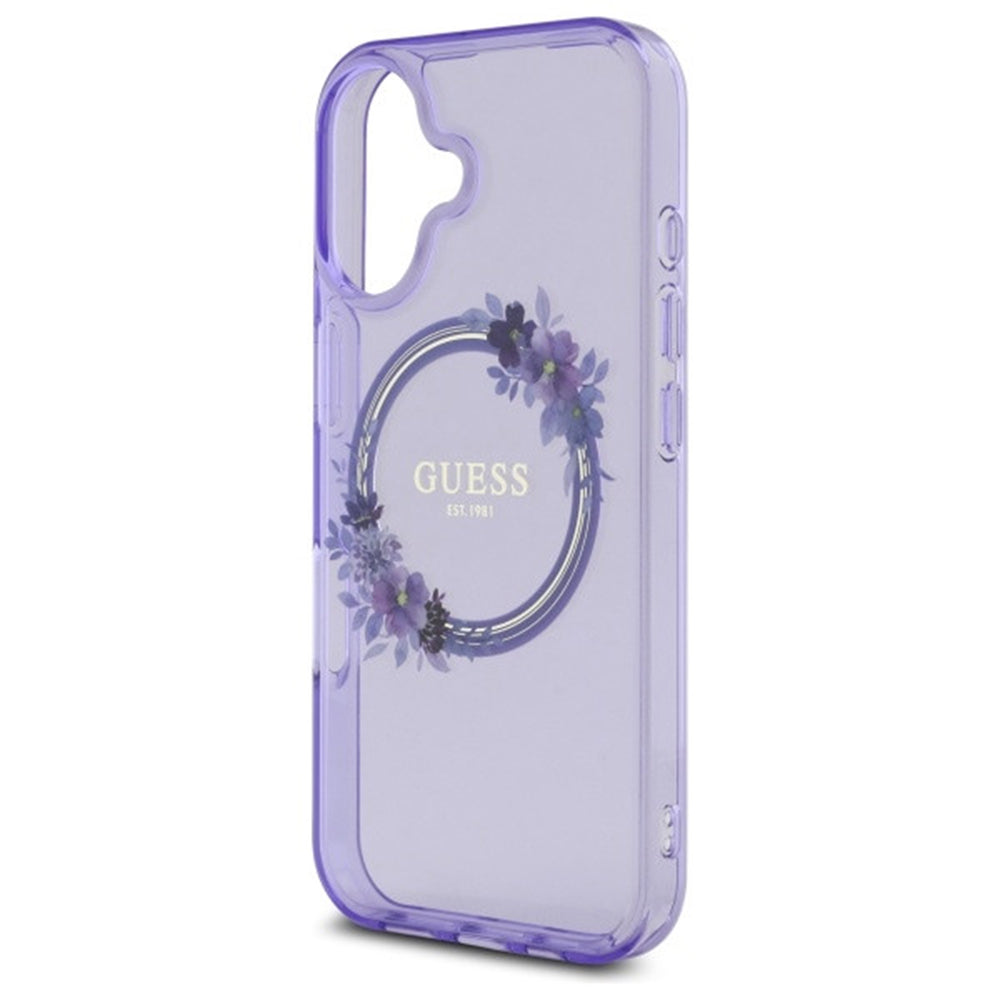 Etui MagSafe dla Apple iPhone 16, Guess, IML Flowers Wreath, Różowy