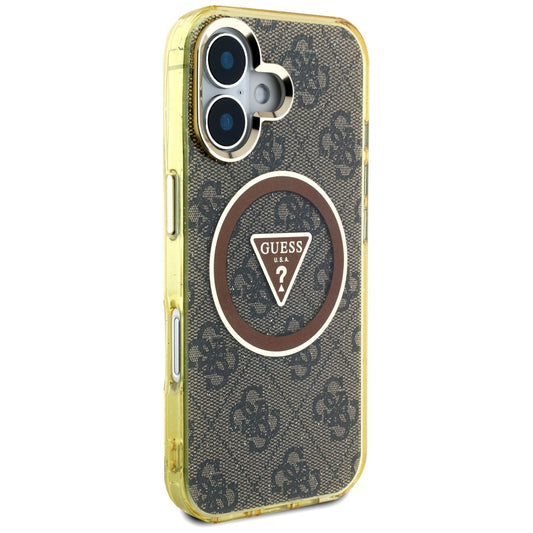 Etui MagSafe dla Apple iPhone 16, Guess, IML Glitter 4G Circle Triangle, Brązowy