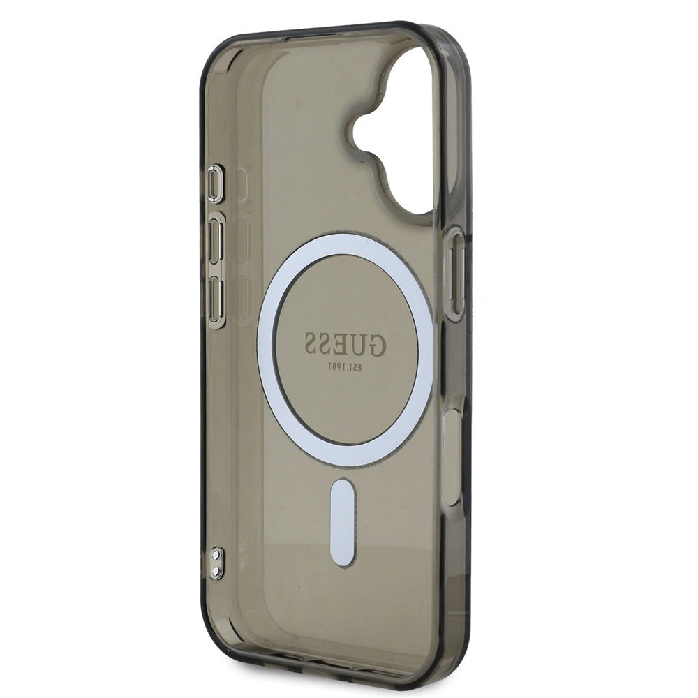 Etui MagSafe dla Apple iPhone 16, Guess, IML Glitter Circle, Czarne