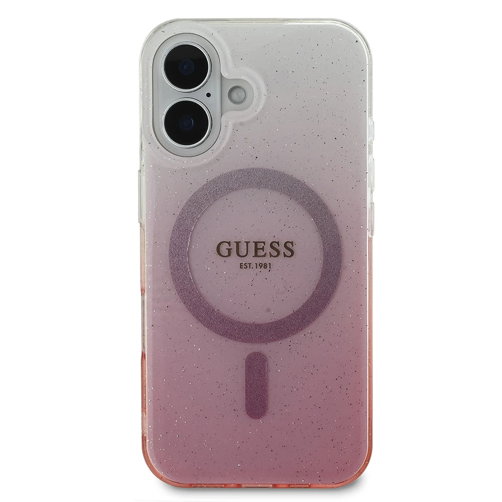 Etui MagSafe dla Apple iPhone 16, Guess, IML Glitter Gradient, Różowy