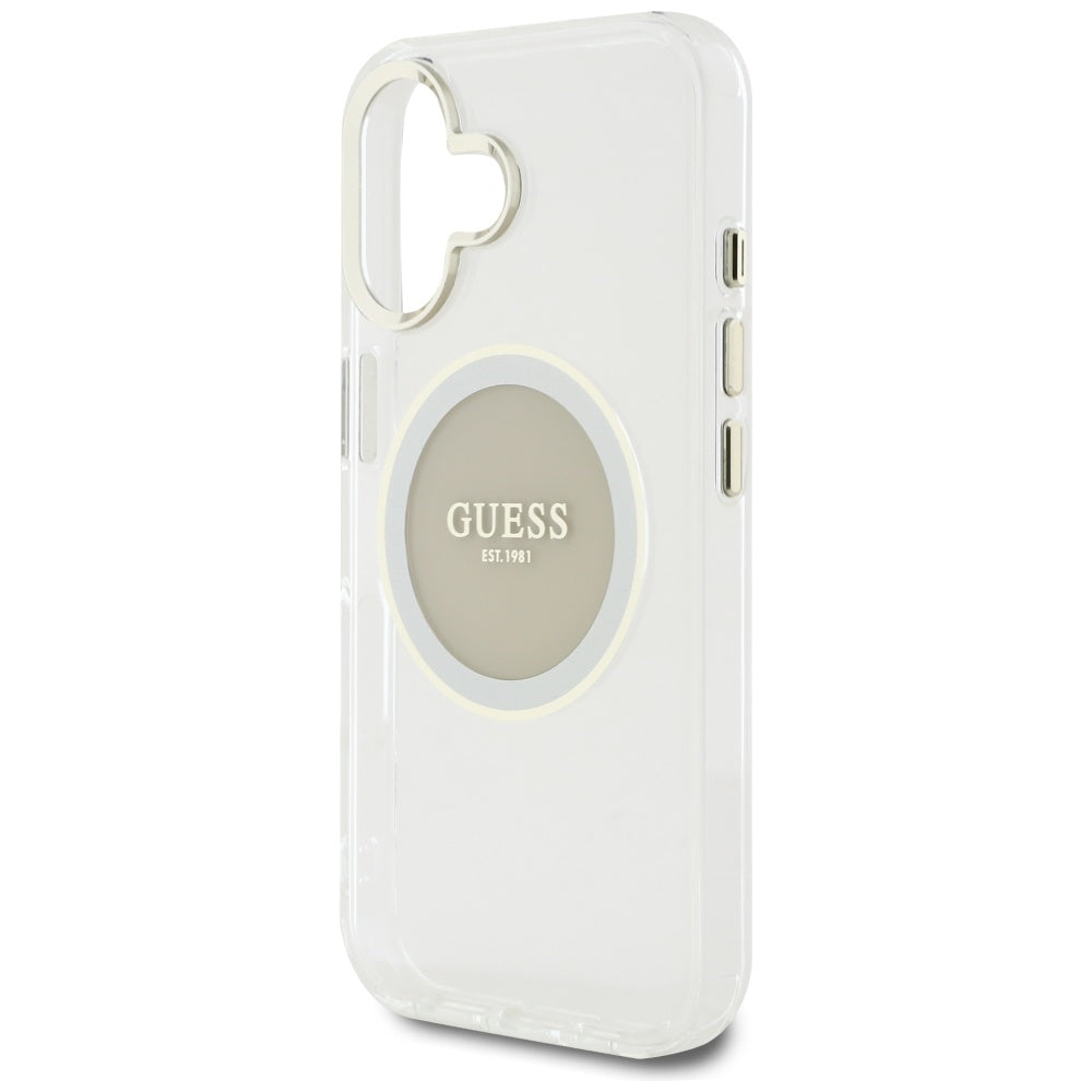 Etui MagSafe dla Apple iPhone 16, Guess, IML Metal Colored Circle, Szare