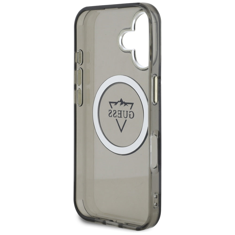 Etui MagSafe dla Apple iPhone 16, Guess, IML Metal Mountain Logo, Czarne