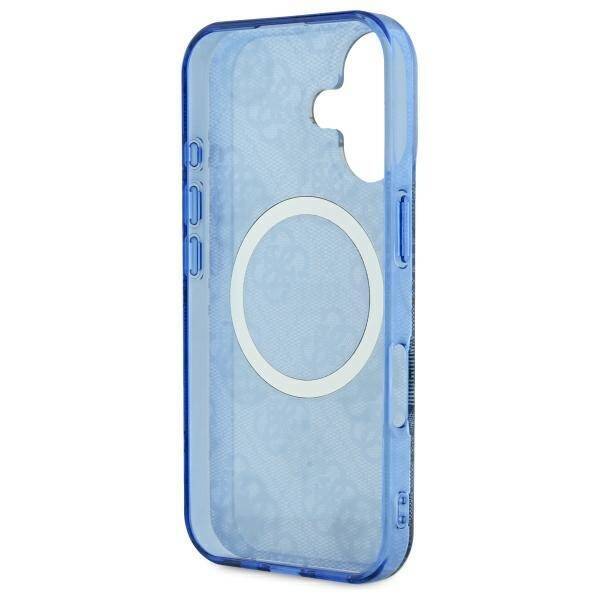 Etui MagSafe dla Apple iPhone 16, Guess, IML Peony On 4G Background, Niebieskie