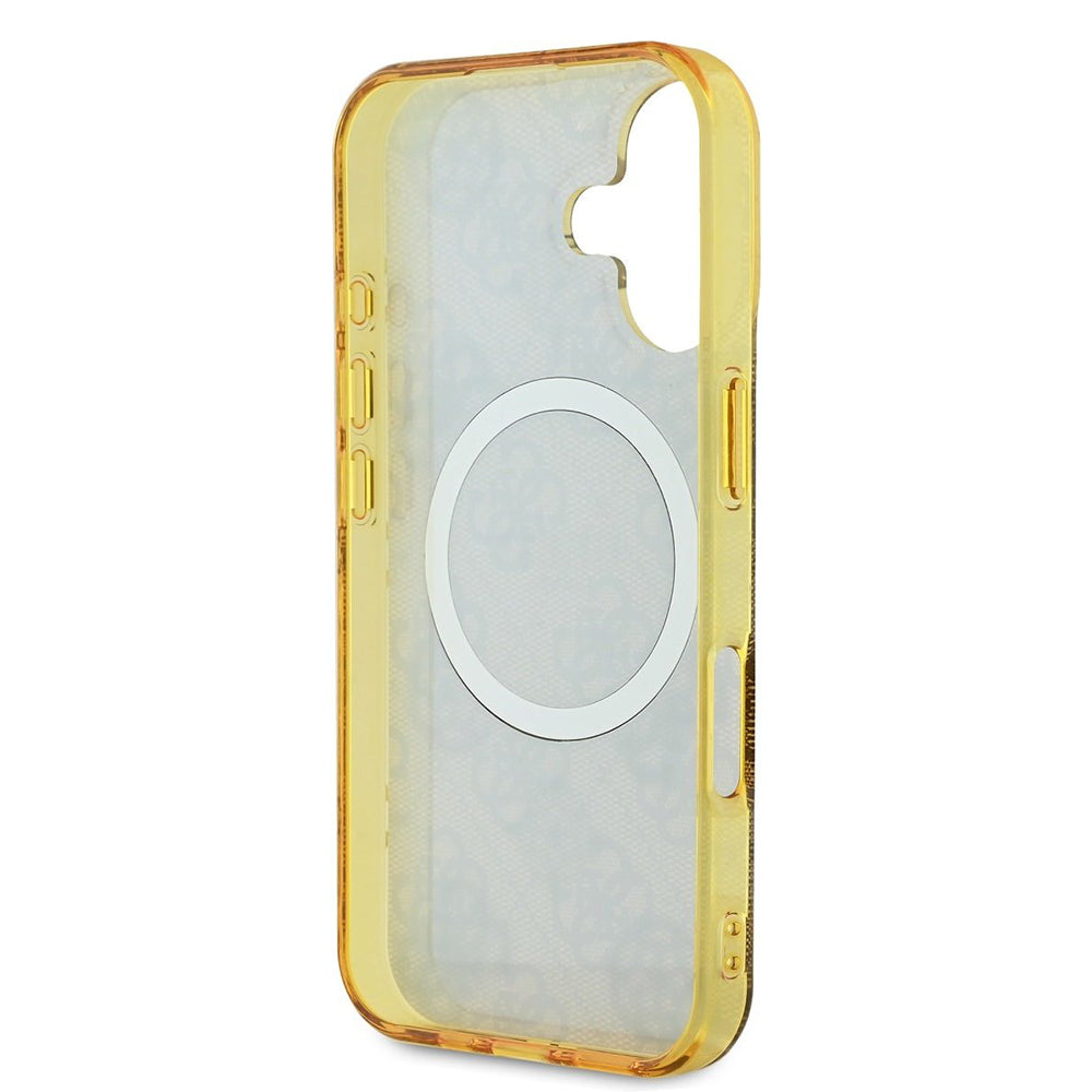 Etui MagSafe dla Apple iPhone 16, Guess, IML Peony On 4G Background, Brązowy