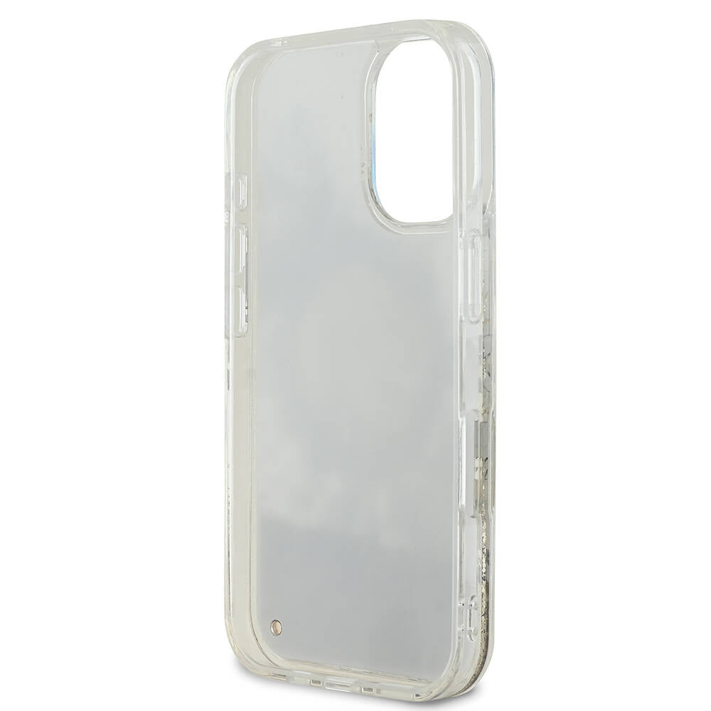 Etui MagSafe dla Apple iPhone 16, Guess, Liquid Glitter Flower, Beżowy