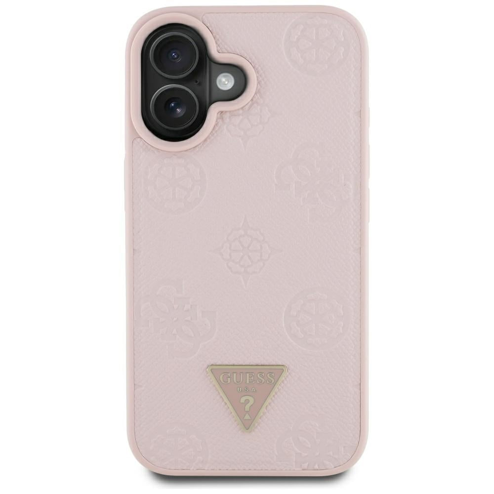 Etui MagSafe dla Apple iPhone 16, Guess, Peony Grained Hot Stamp Triangle, Różowy