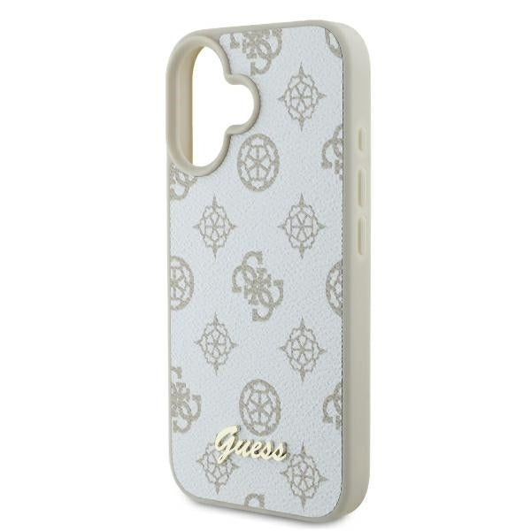 Etui MagSafe dla Apple iPhone 16, Guess, Peony Script, Białe