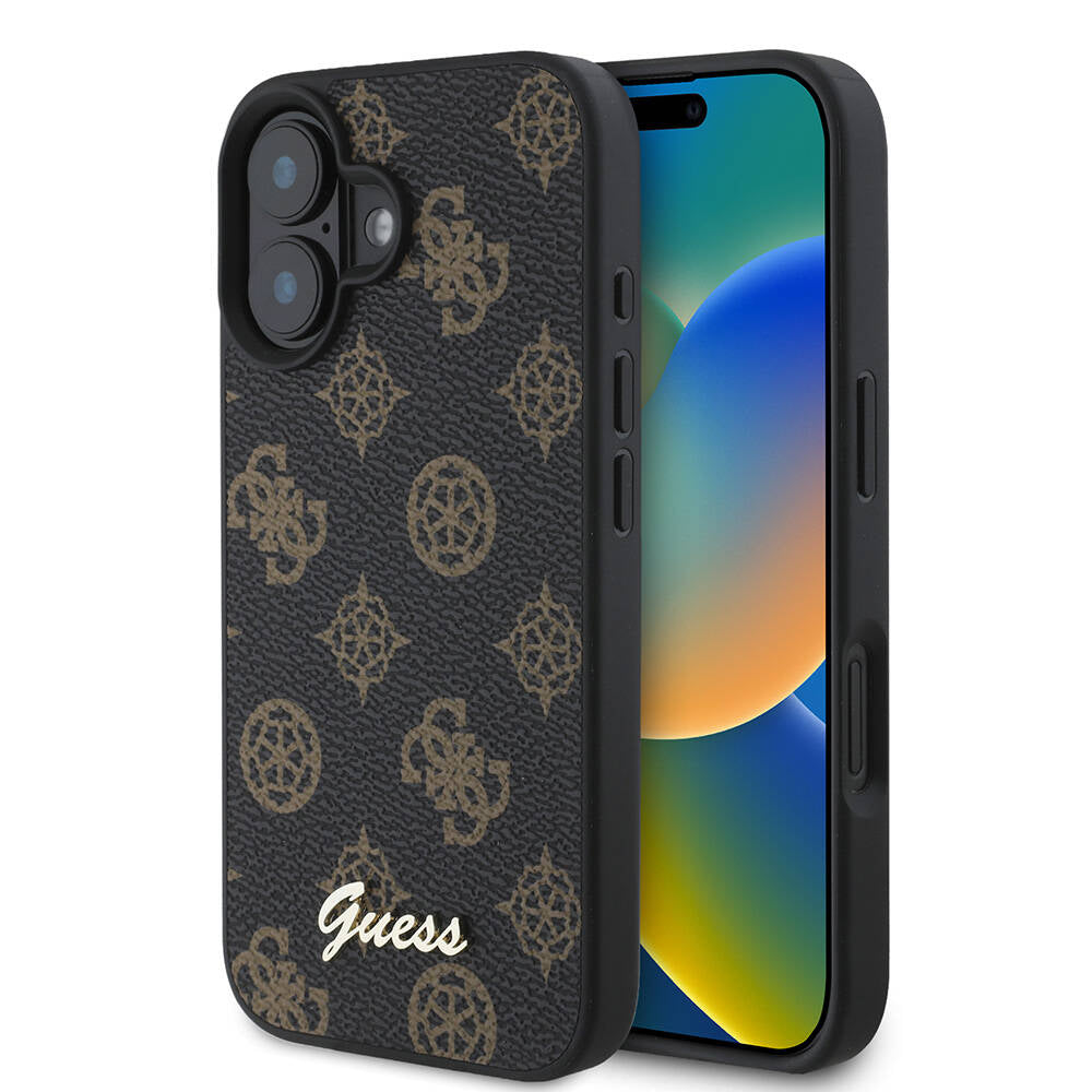 Etui MagSafe dla Apple iPhone 16, Guess, Peony Script, Czarne