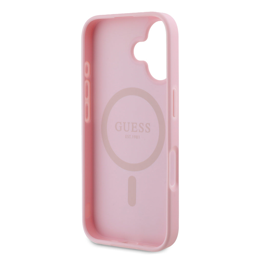 Etui MagSafe dla Apple iPhone 16, Guess, Peony Script, Różowy