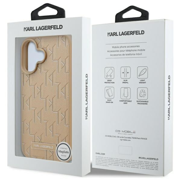 Etui MagSafe dla Apple iPhone 16, Karl Lagerfeld, Hot Stamp, Beżowy