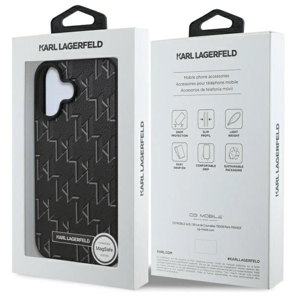 Etui MagSafe dla Apple iPhone 16, Karl Lagerfeld, Hot Stamp, Czarne