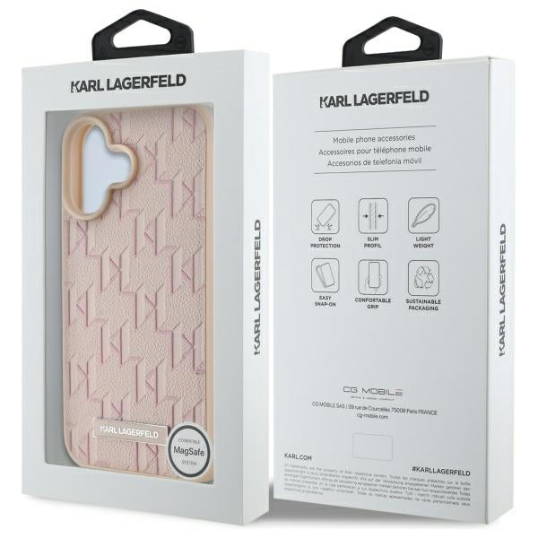 Etui MagSafe dla Apple iPhone 16, Karl Lagerfeld, Hot Stamp, Różowy