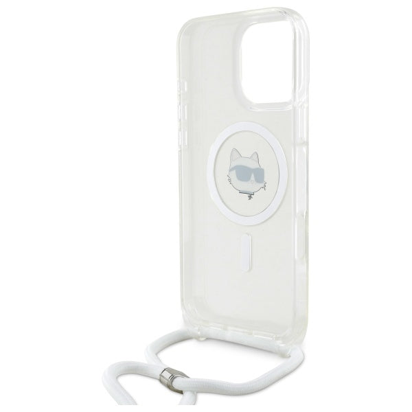 Etui MagSafe dla Apple iPhone 16, Karl Lagerfeld, IML Crossbody Choupette's Head with Strap, Przezroczyste