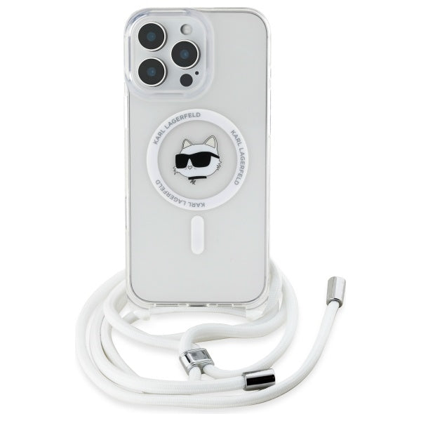 Etui MagSafe dla Apple iPhone 16, Karl Lagerfeld, IML Crossbody Choupette's Head with Strap, Przezroczyste