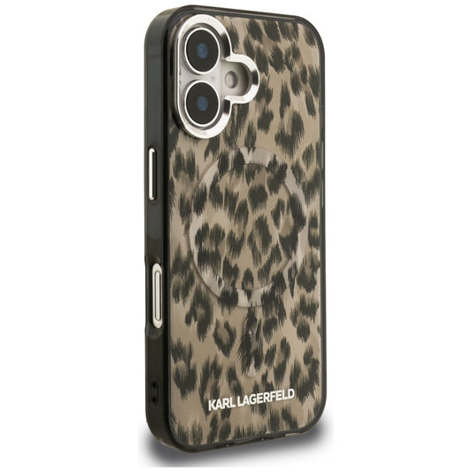 Etui MagSafe dla Apple iPhone 16, Karl Lagerfeld, Wzór Leopard IML, Brązowy