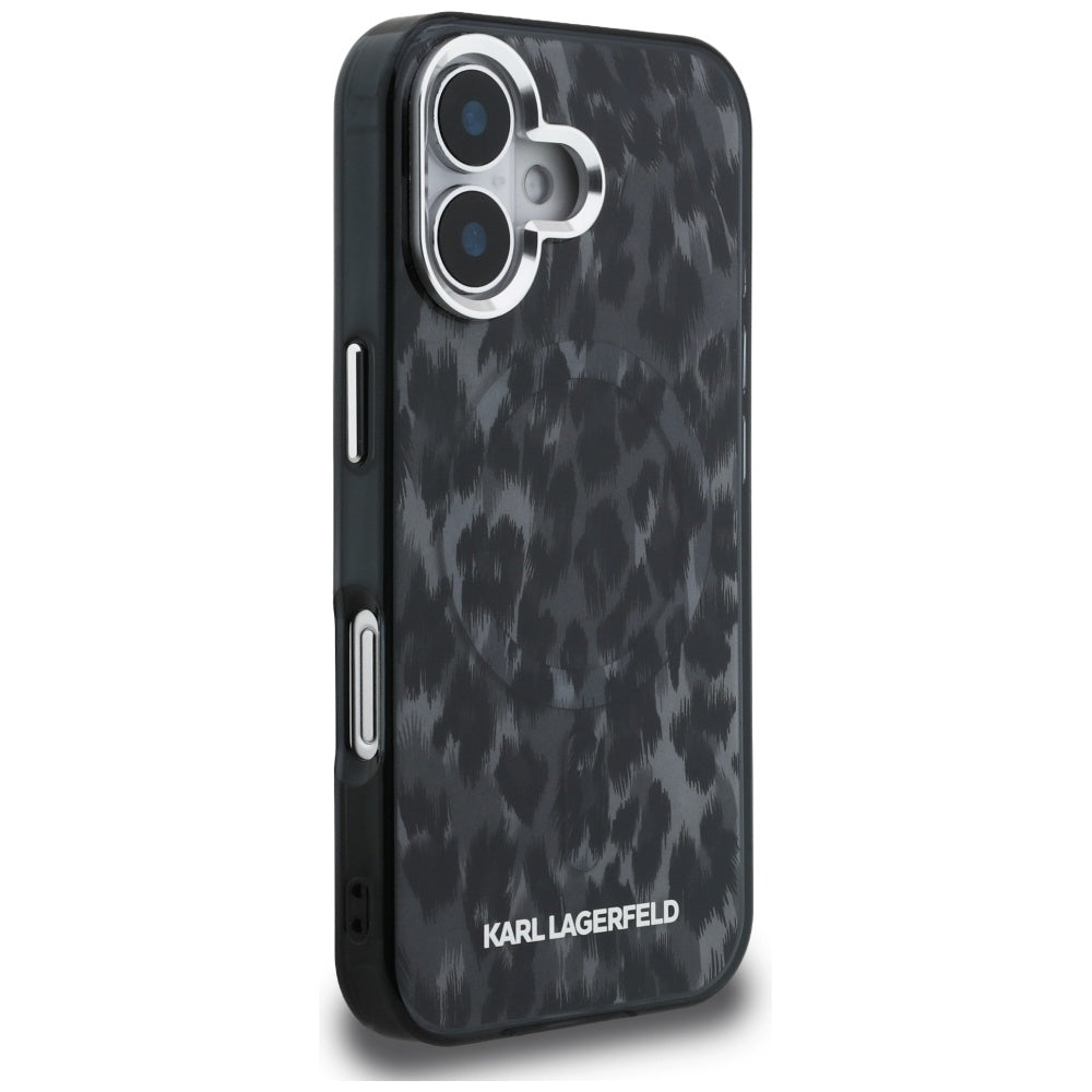 Etui MagSafe dla Apple iPhone 16, Karl Lagerfeld, Wzór Leopard IML, Czarne