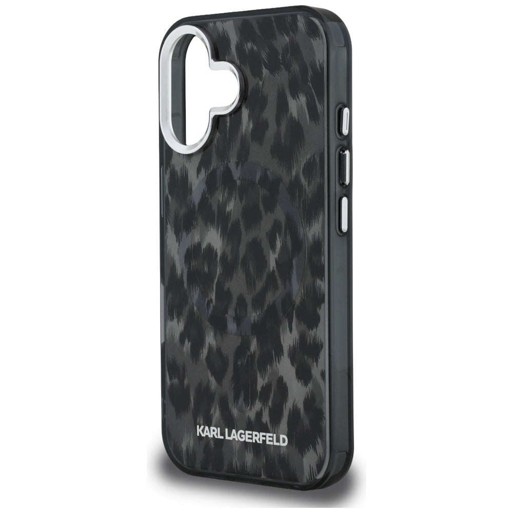 Etui MagSafe dla Apple iPhone 16, Karl Lagerfeld, Wzór Leopard IML, Czarne