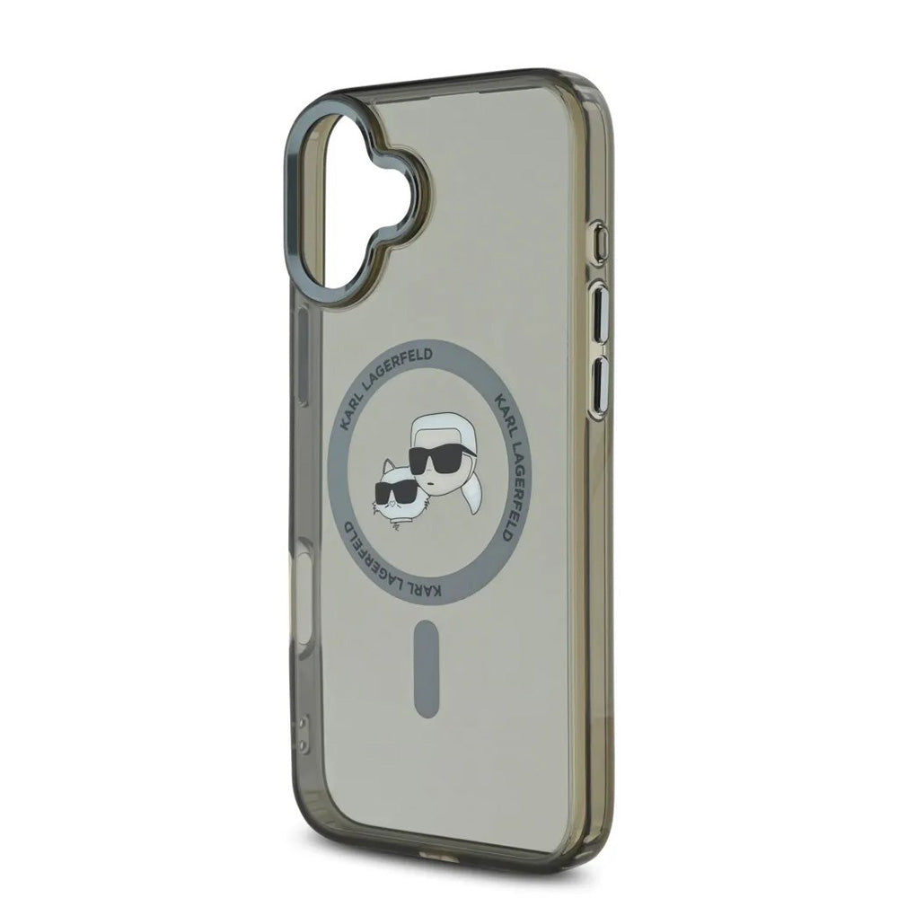 Etui MagSafe dla Apple iPhone 16, Karl Lagerfeld, IML Metal Karl & Choupette's Heads, Czarne