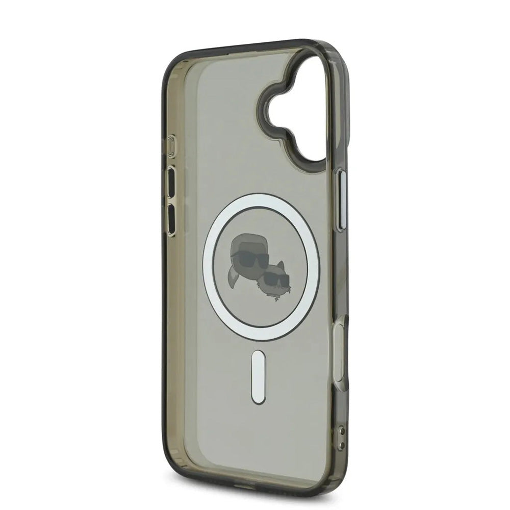 Etui MagSafe dla Apple iPhone 16, Karl Lagerfeld, IML Metal Karl & Choupette's Heads, Czarne
