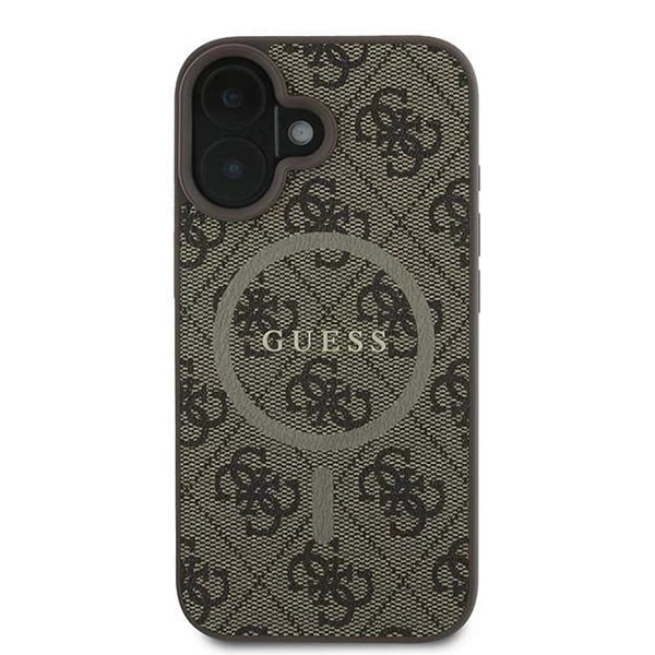 Etui MagSafe dla Apple iPhone 16 Plus, Guess, 4G Ring Classic Logo, Brązowy