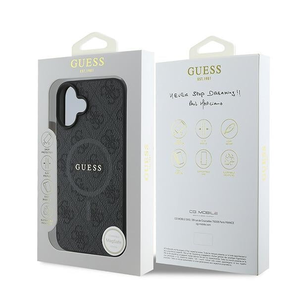 Etui MagSafe dla Apple iPhone 16 Plus, Guess, 4G Ring Classic Logo, Czarne