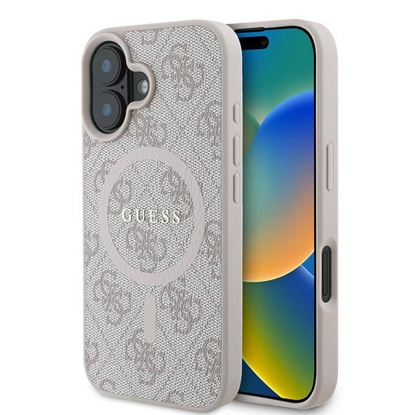 Etui MagSafe dla Apple iPhone 16 Plus, Guess, 4G Ring Classic Logo, Różowy
